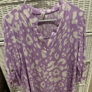 Ladies Honeyme Gabby Top- Lavender Leopard- Medium